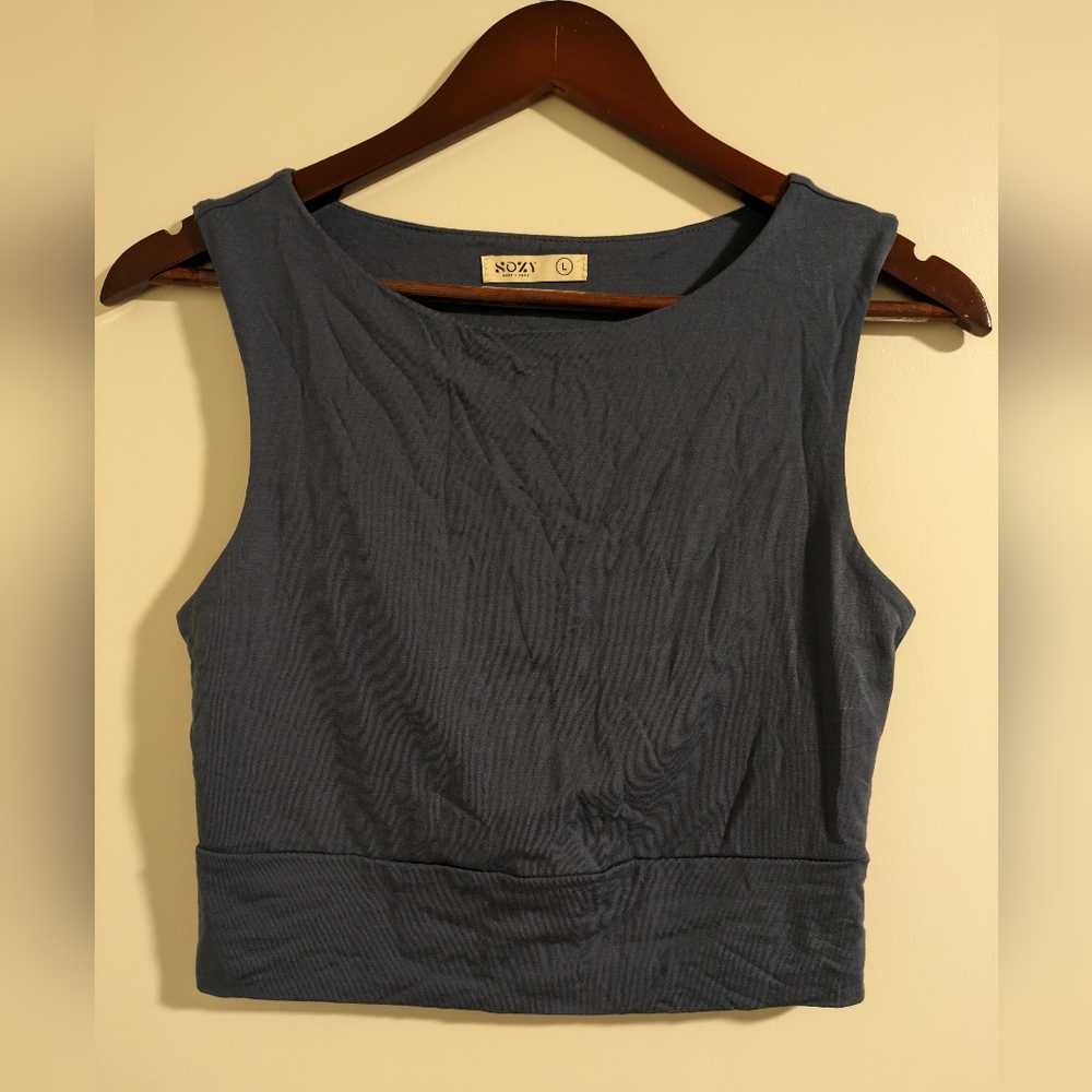 Sozy- Lucy crop tank, modern navy, L